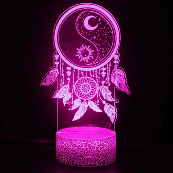 Sun Moon Dreamcatcher 3D Illusion Lamp Dream Catcher LED Night Light