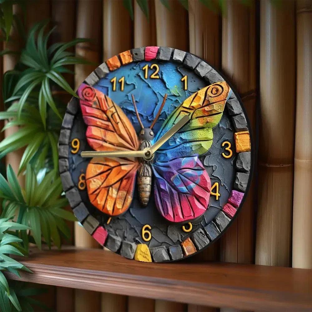 Whimsical Butterfly Wooden Wall Clock-MoonChildWorld