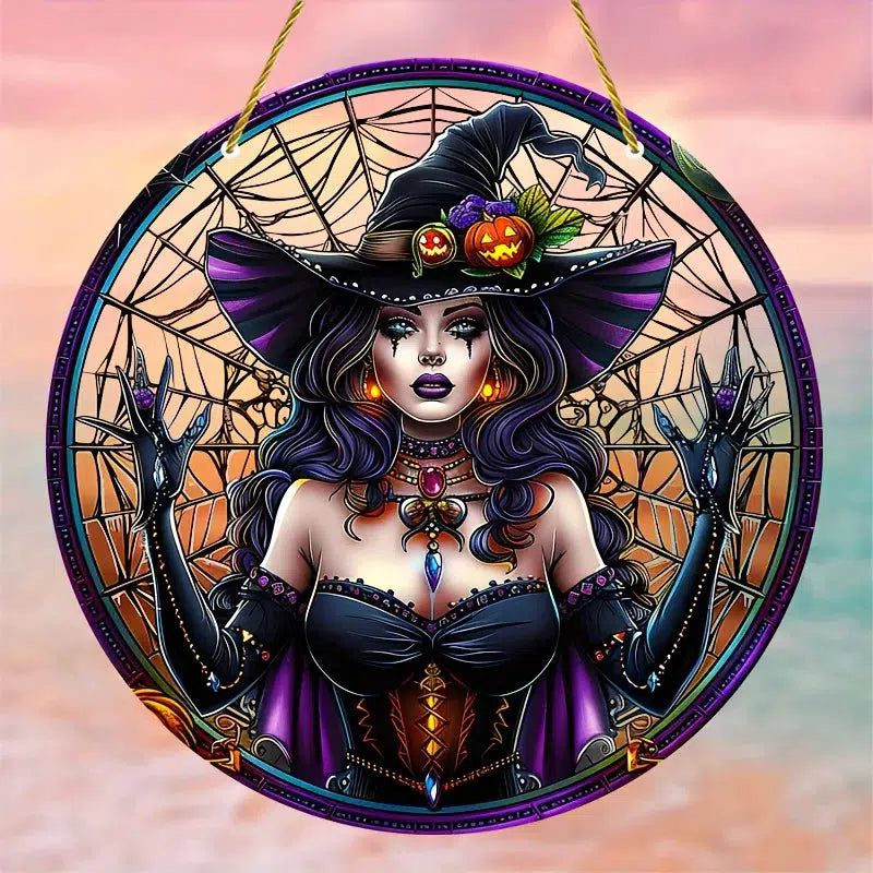 Halloween Witch Suncatcher Gothic Window Hanging-MoonChildWorld