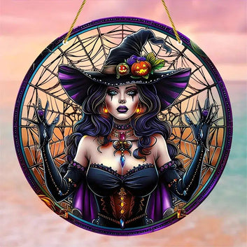 Halloween Witch Suncatcher Gothic Window Hanging