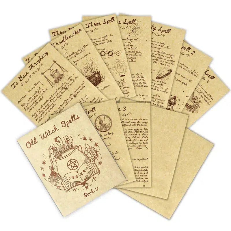 67 Pages Witch Spells 49 Printable Spells Writing Paper of Old Witchcraft Handwritten Wicca Spellbook-MoonChildWorld