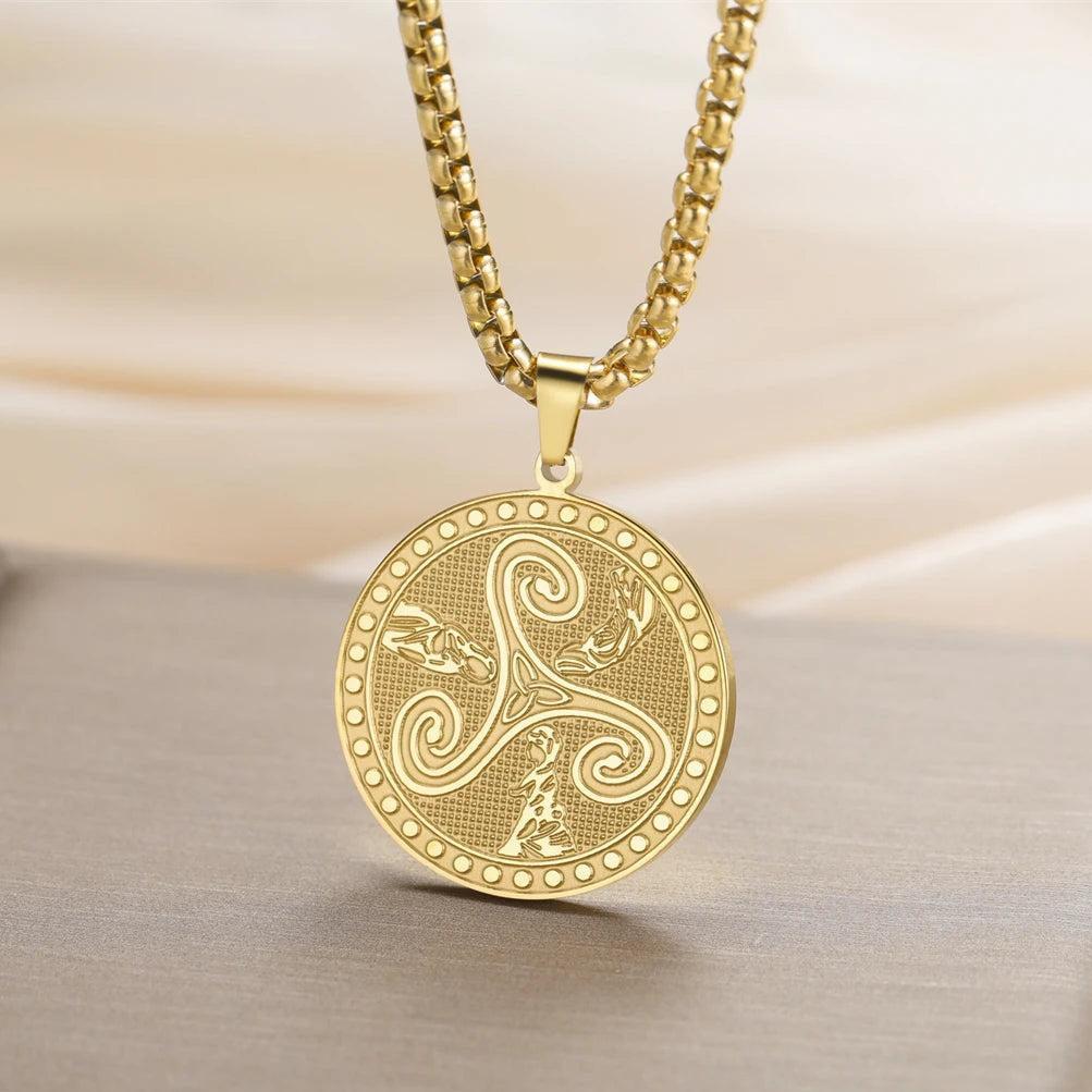Witchcraft Triple Moon Goddess Triskele Symbol Necklace Wicca Pagan Jewelry-MoonChildWorld