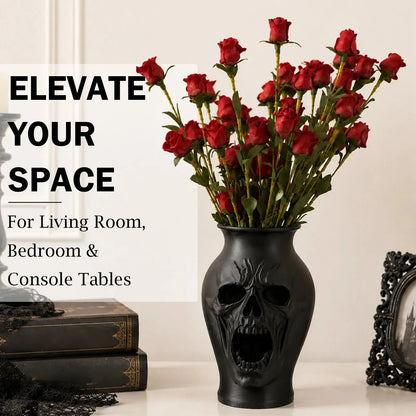 Gothic skull vase – dark flower vessel side view