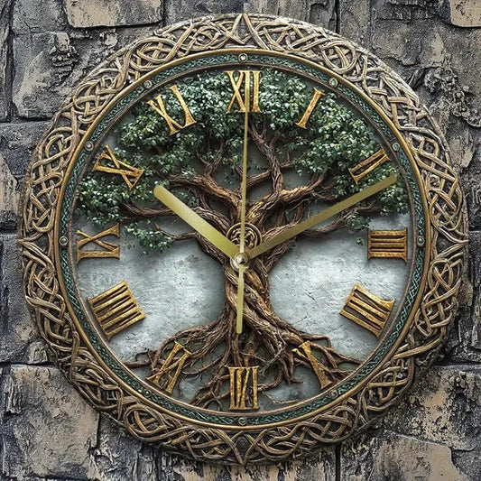 Vintage Tree of Life Wall Clock for Pagan Home Decor