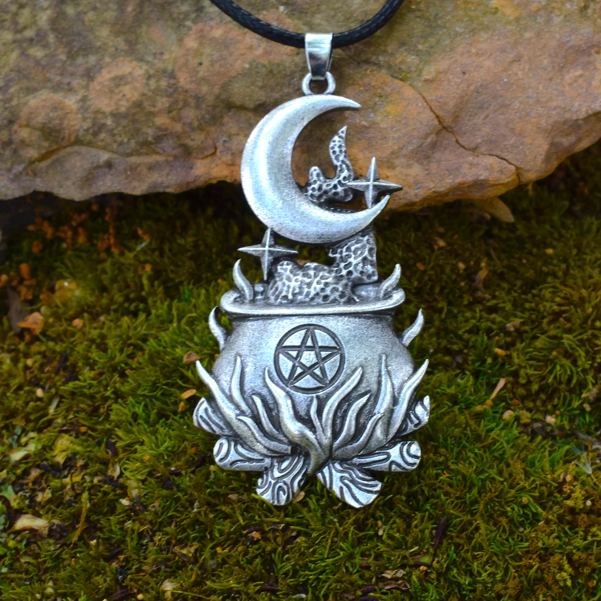 Magic Cauldron Witch Moon Necklace-MoonChildWorld