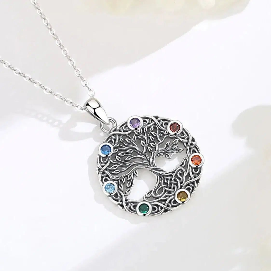 Celtic Pagan Tree of Life Necklace 7 Color Chakra Jewelry-MoonChildWorld