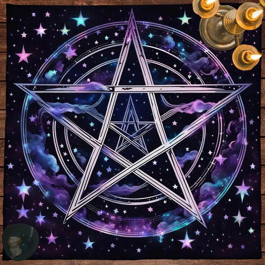 Pentagram Wicca Altar Cloth - Pentacle Pagan Tablecloth For Tarot Reading