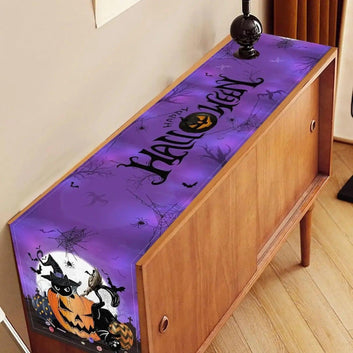 Halloween Spooky Witchy Pumpkin Spider Web Table Runner Gothic Halloween Decorations