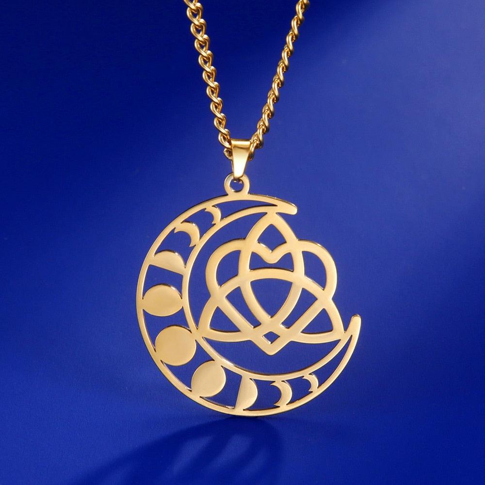 Celtics Knot Moon phases Crescent Moon Necklace-MoonChildWorld