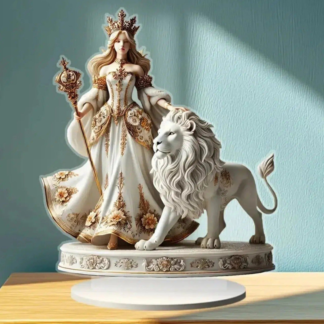 Lion and Goddess Statue Acrylic Table Ornament Mystic Lion Goddess Acrylic Sign Pagan Desk Decor-MoonChildWorld