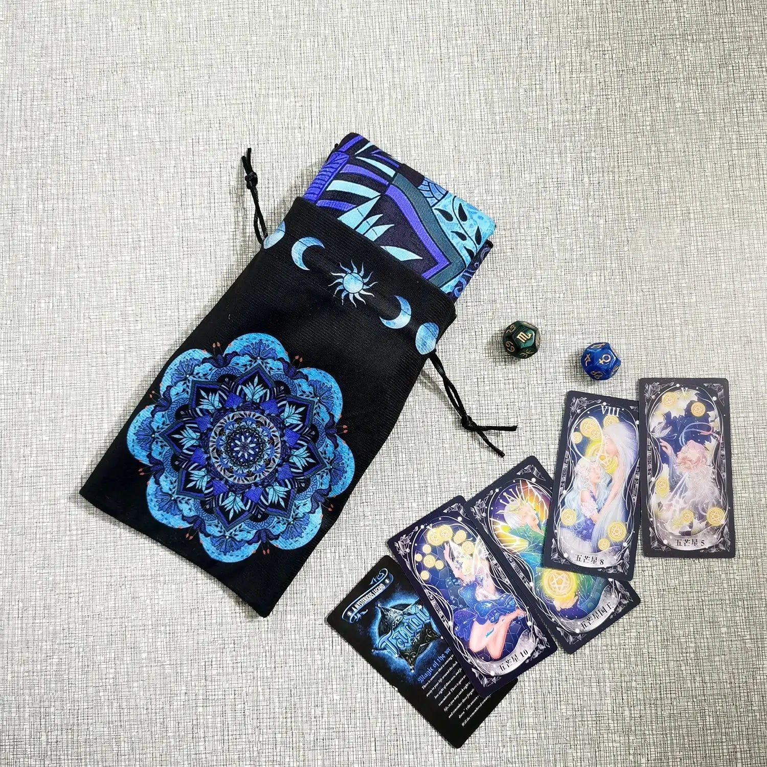 (Free Bag) Mandala Moon Altar Tarot Card Tablecloth Pagan Altar Cloth-MoonChildWorld