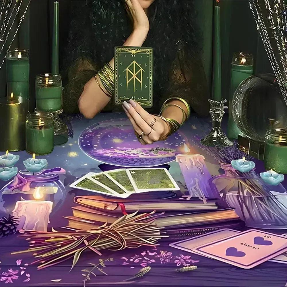 Magic Crystal Ball Wicca Altar Cloth Witchy Tarot Cloth for Reading Divination Witch Ritual Decor-MoonChildWorld