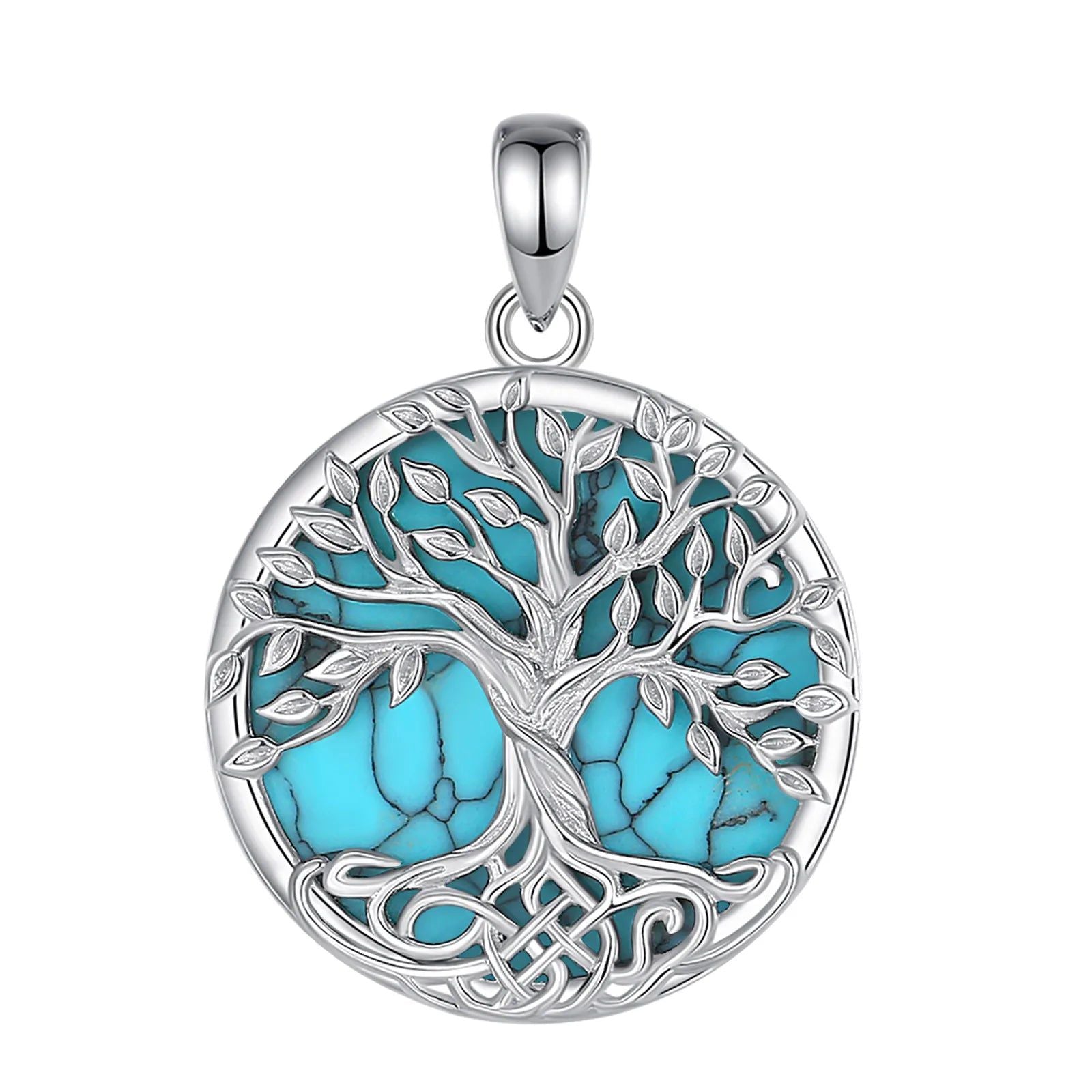 Pagan Celtic Tree of Life Necklace Turquoise Natural Stone Jewelry-MoonChildWorld