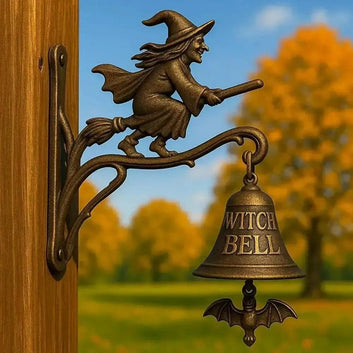 Spooky Halloween Witch Door Bell Vintage Style Shopkeepers Bell Metal Door Chime - Gothic Bell for Witchy Home Front Door