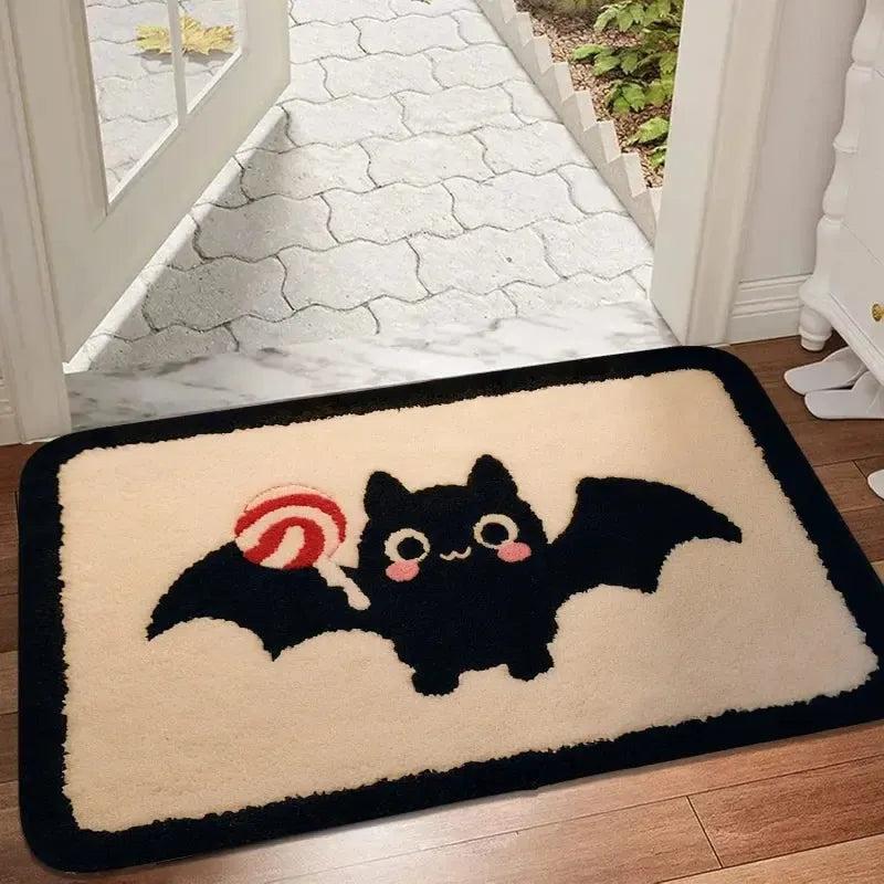 Gothic Halloween Doormat - Spooky Ghost, Cat & Bat Design - Witchy Home Decor-MoonChildWorld
