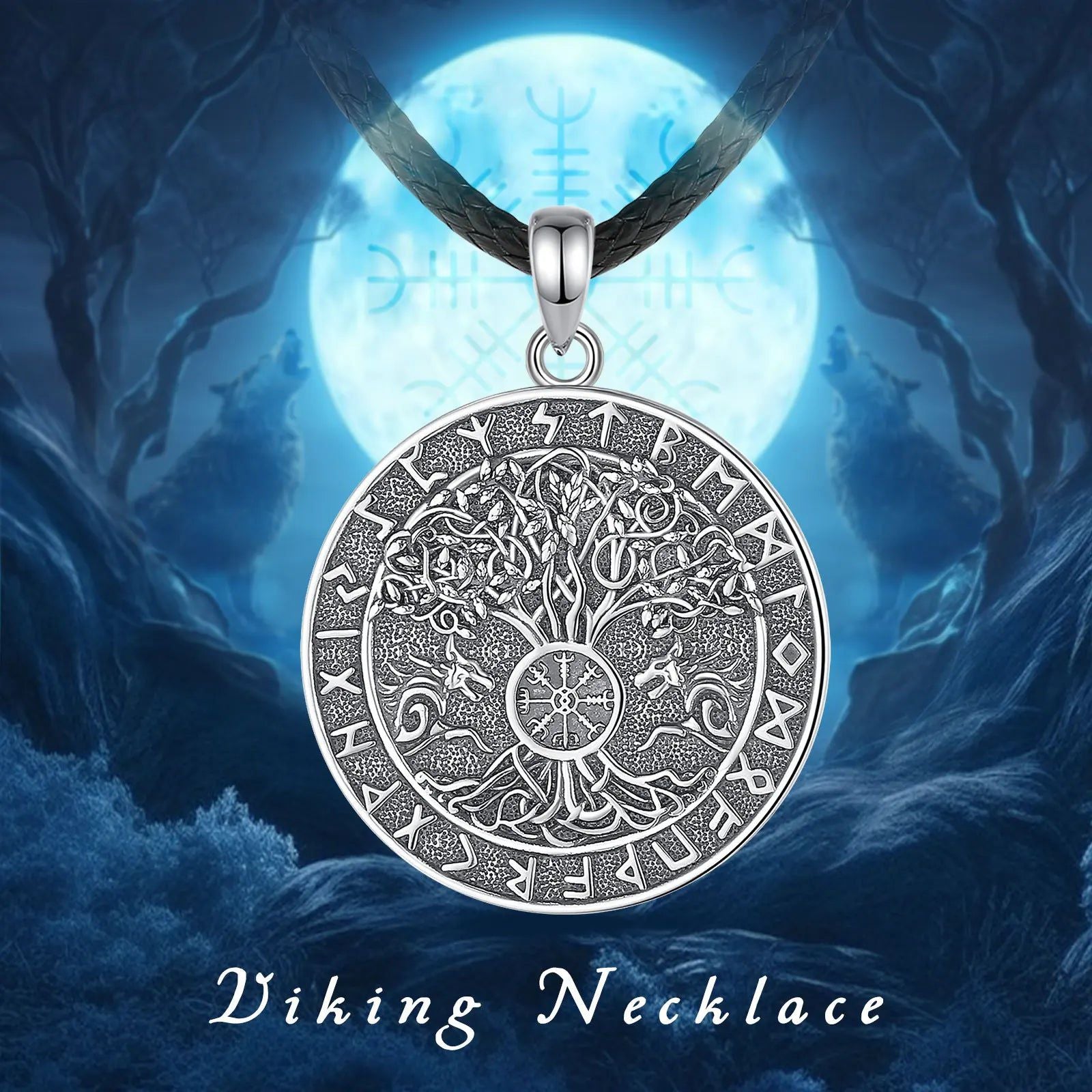 Viking Runes Tree of Life Necklace Pagan Jewelry-MoonChildWorld