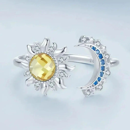 Zircon Moon Sun Ring Wicca Ring