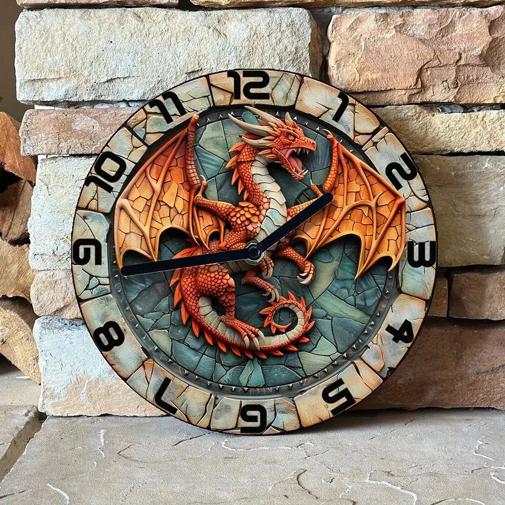 Vintage Dragon Wall Clock Mythical Decor-MoonChildWorld