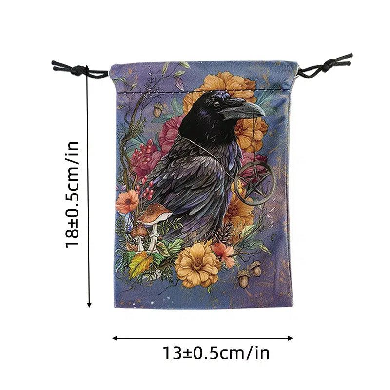 Crow Tarot Pouch Velvet Tarot Storage Bag Witch Tarot Bag-MoonChildWorld