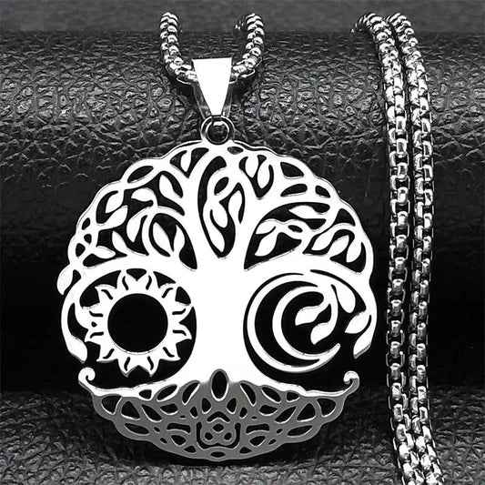 Tree of Life Sun Moon Necklace Pagan Jewelry