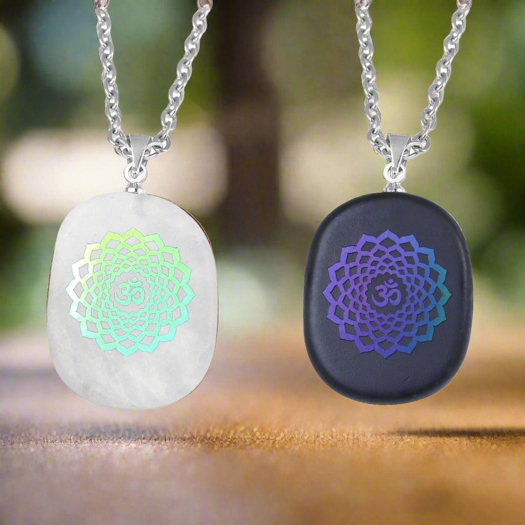 Natural Stone Necklace Obsidian Sun Moon Viking Constellations Metatron Chakra Reiki Spiritual Protection Necklace-MoonChildWorld