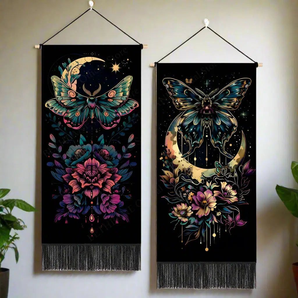 Moon Butterfly Witchy Tapestry Wall Hanging Luna Moth Tapestry-MoonChildWorld