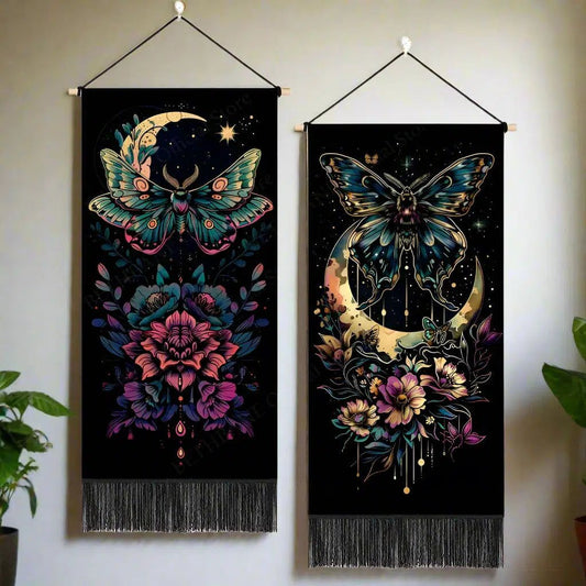 Moon Butterfly Witchy Tapestry Wall Hanging Luna Moth Tapestry