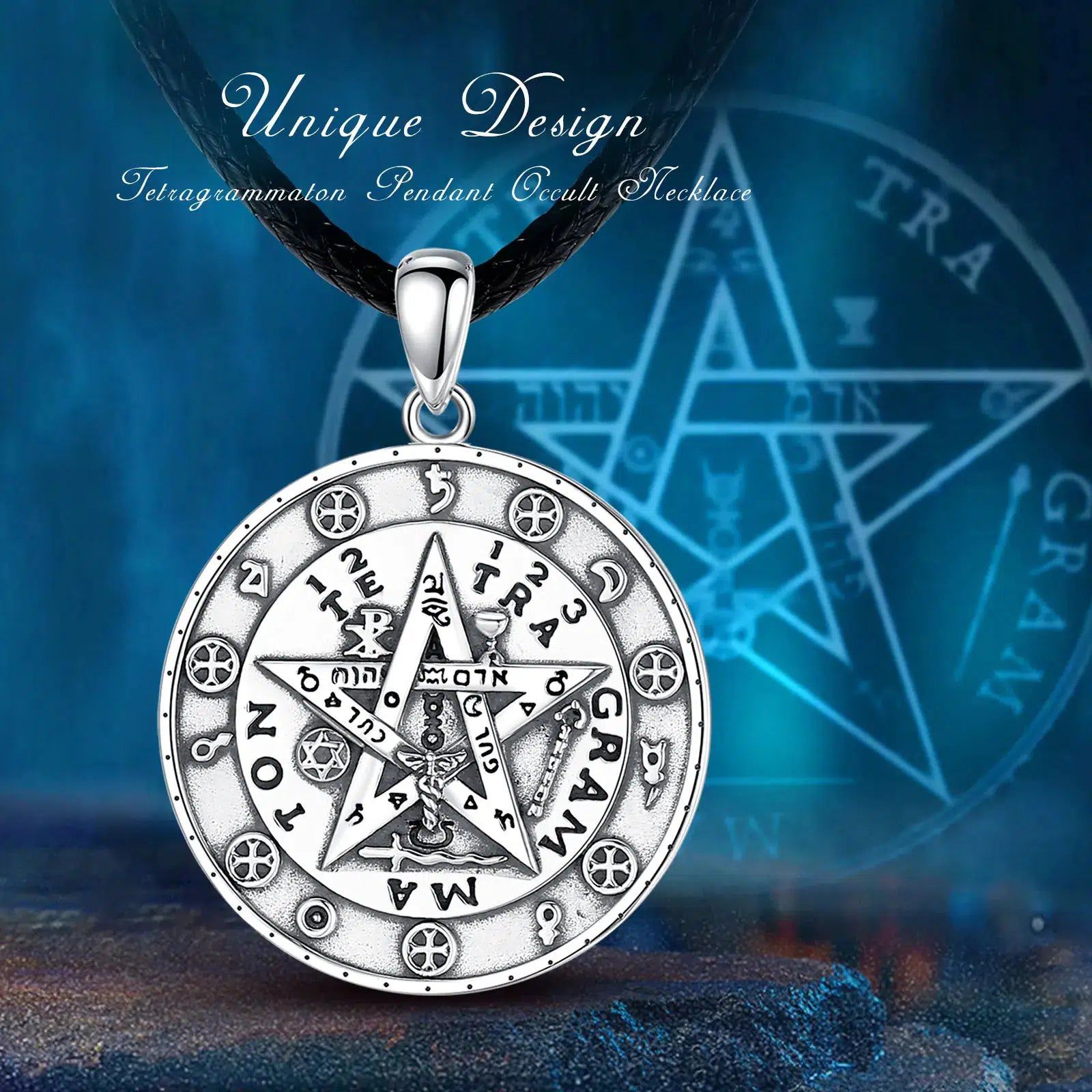 Pentagram Runes Necklace Pagan Jewelry-MoonChildWorld