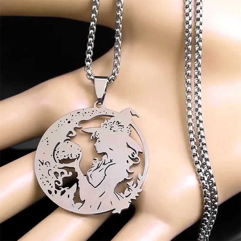 Crystal Moon Witch Necklace Witchy Jewelry-MoonChildWorld