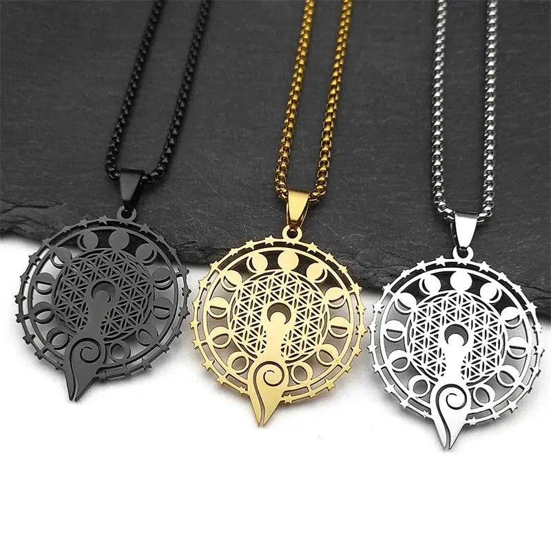 Wicca Goddess Moon Necklace Moon Phases & Goddess Necklace Pagan Jewelry-MoonChildWorld