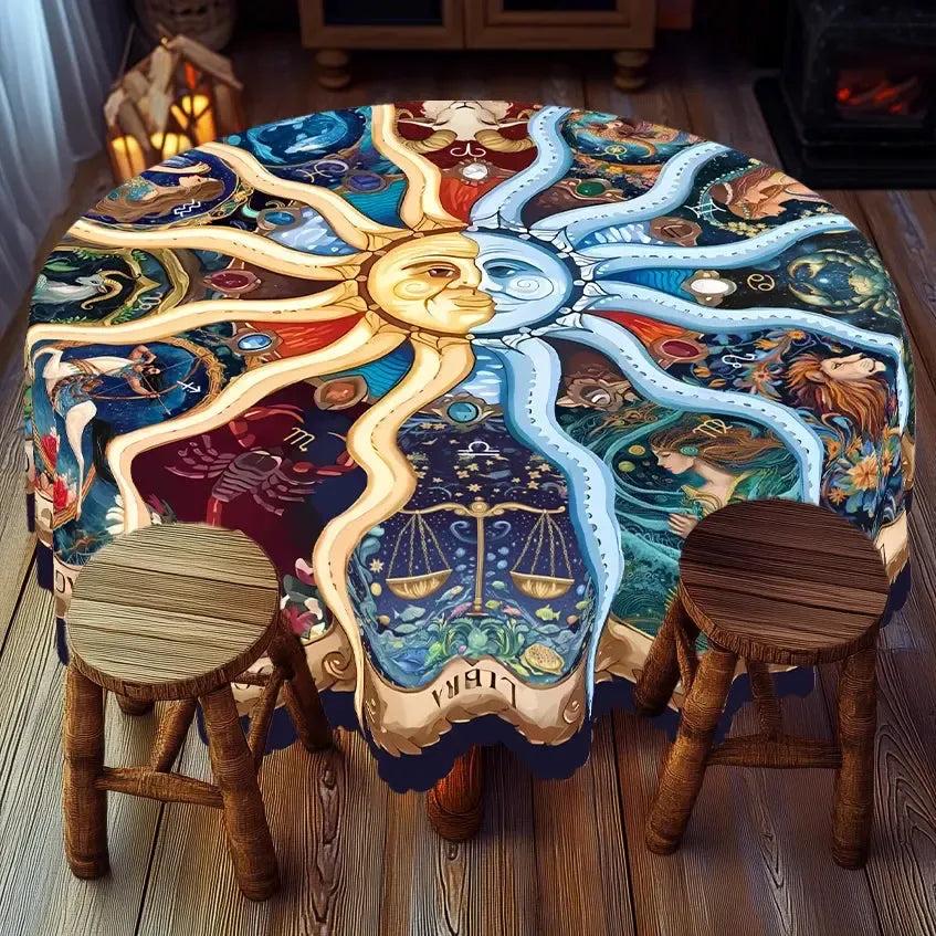 Twelve Zodiac Bohemian Sun Moon Tablecloth Pagan Home Decor-MoonChildWorld