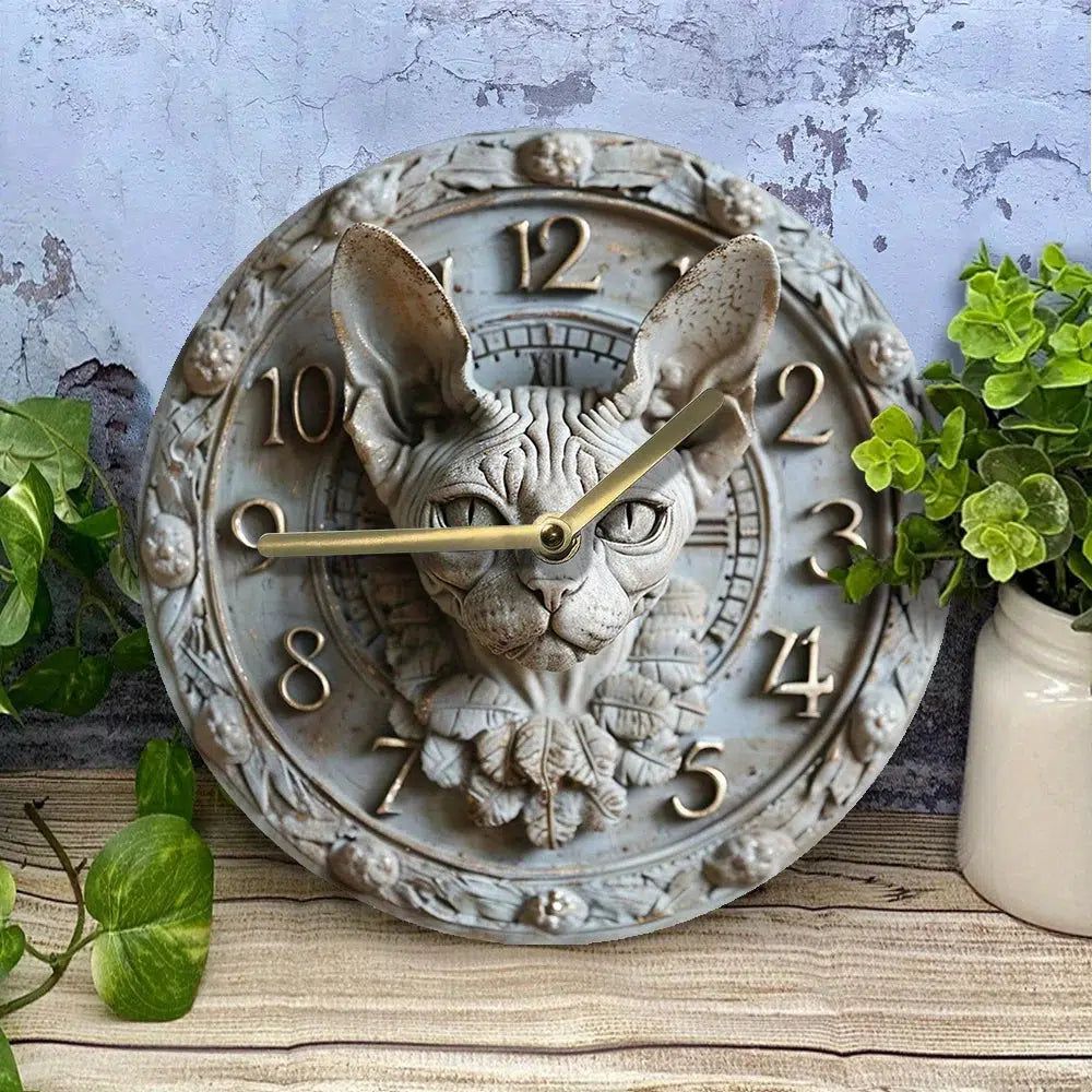 Sphynx Cat Wall Clock-MoonChildWorld