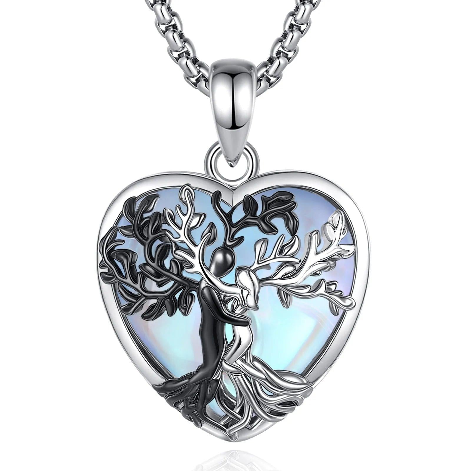 Tree of Life Pagan Necklace Moonstone Healing Stone Crystal Wicca Necklace Spiritual Jewelry-MoonChildWorld