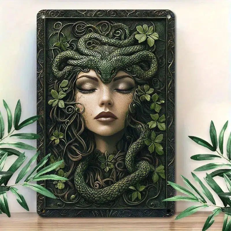 Mysterious Medusa Aluminum Wall Sign Medusa Metal Sign Greek Mythology Decor-MoonChildWorld