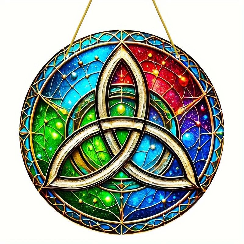 Celtic Knot Triquetra Suncatcher Pagan Window Art Wicca Window Decor-MoonChildWorld