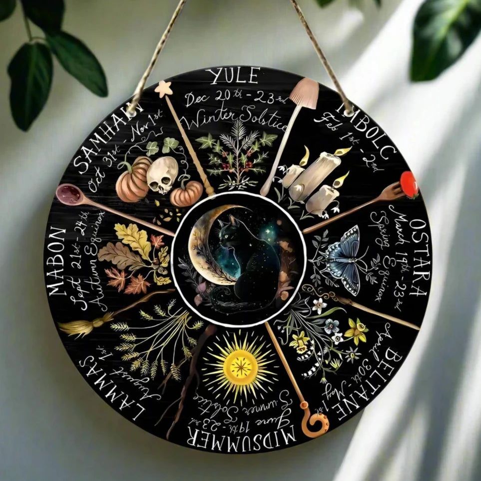 Magical Wheel of Year Pagan Festival Sign Pagan Calendar Wooden Sign-MoonChildWorld