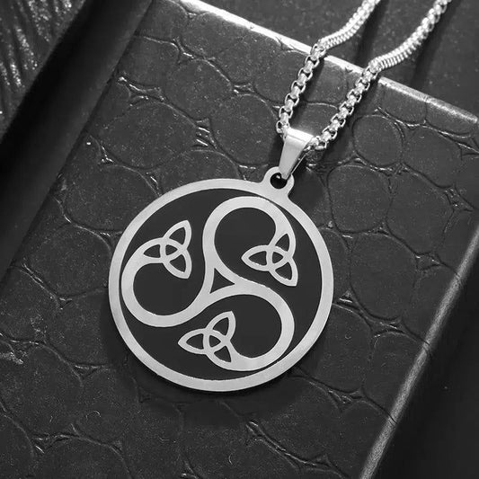 Spiral Celtic Triangle Knot Necklace Pagan Amulet Jewelry