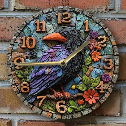 Gothic Crow Wall Clock Dark Raven Wall Clock