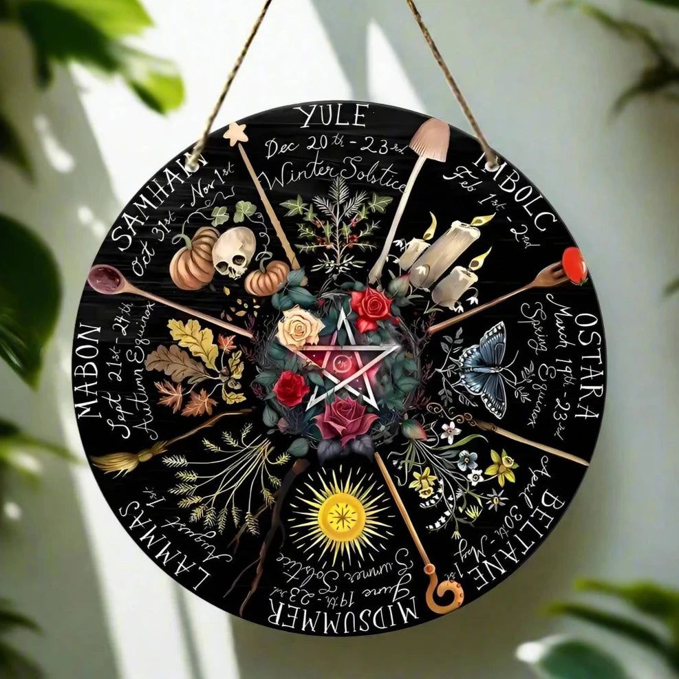 Magical Wheel of Year Pagan Festival Sign Pagan Calendar Wooden Sign-MoonChildWorld