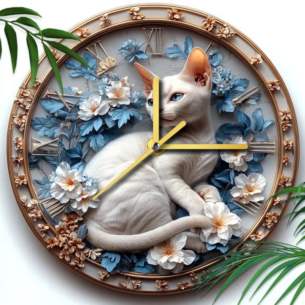 Siamese Cat Wall Clock for Cat Lovers-MoonChildWorld