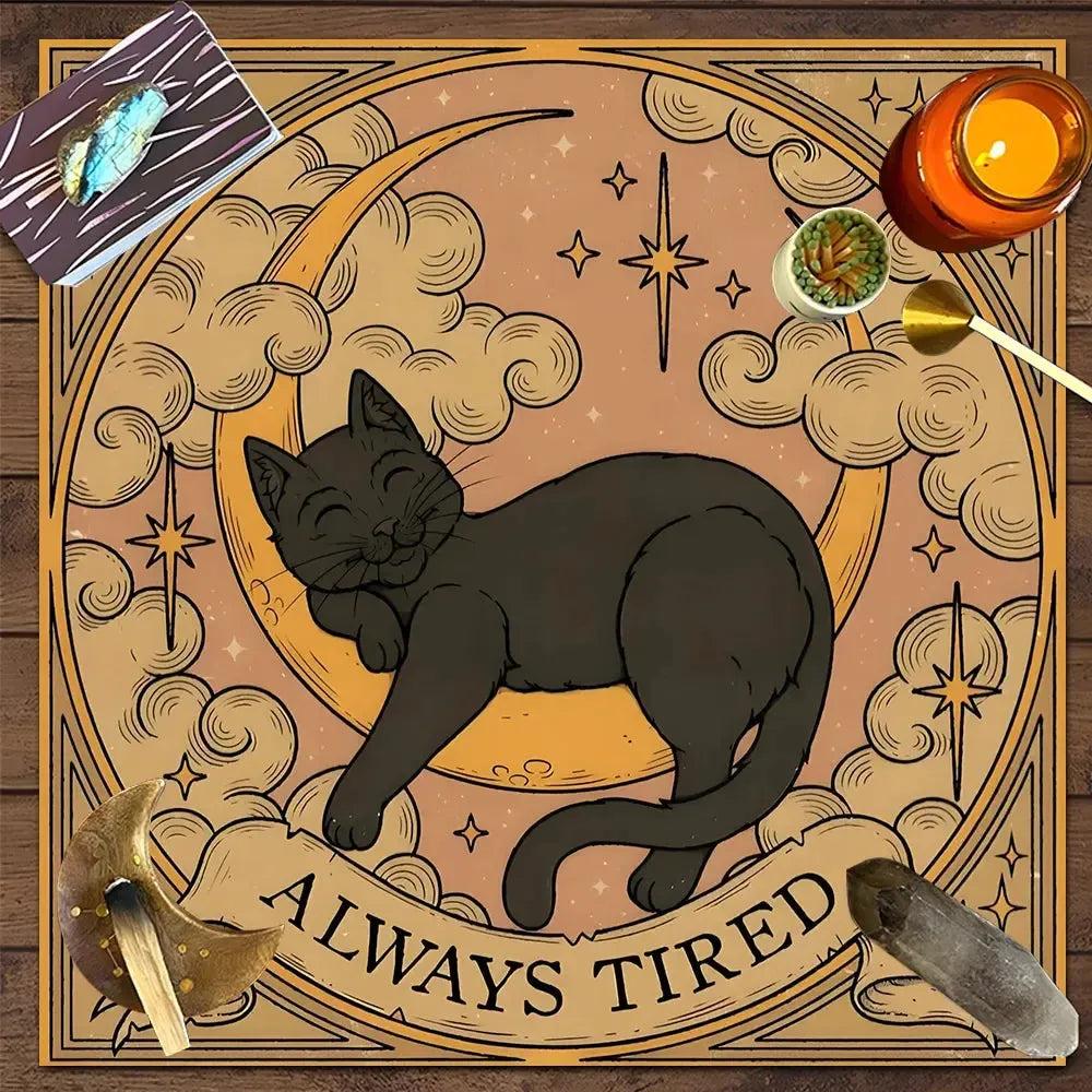 Occult Cat Wicca Altar Cloth Witchy Tarot Tablecloth for Reading Divination Witch Home Decor-MoonChildWorld