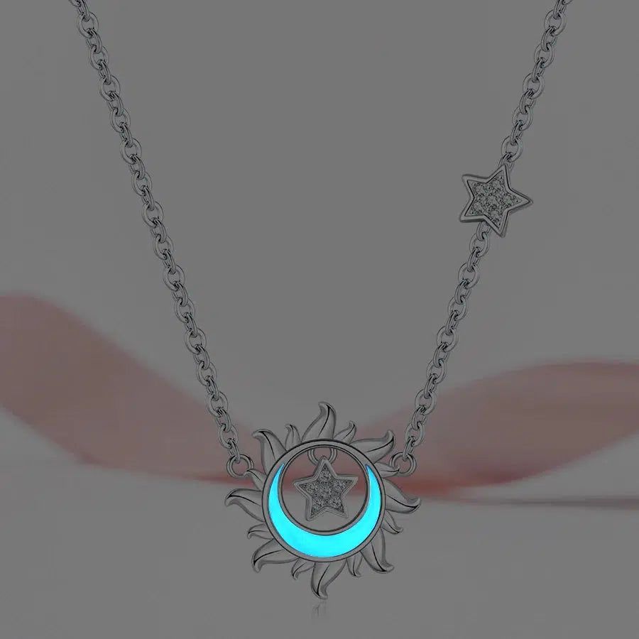 Glow in the dark Sun Moon Necklace Wicca Pagan Jewelry-MoonChildWorld
