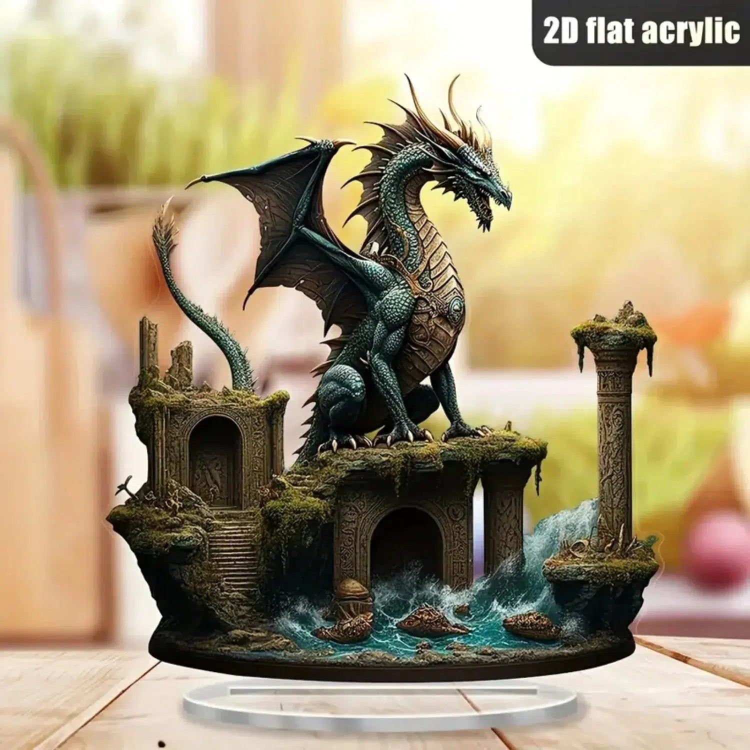 Giant Dragon 2D Flat Acrylic Figurine Dragon Table Ornament Dragon Desk Decor-MoonChildWorld