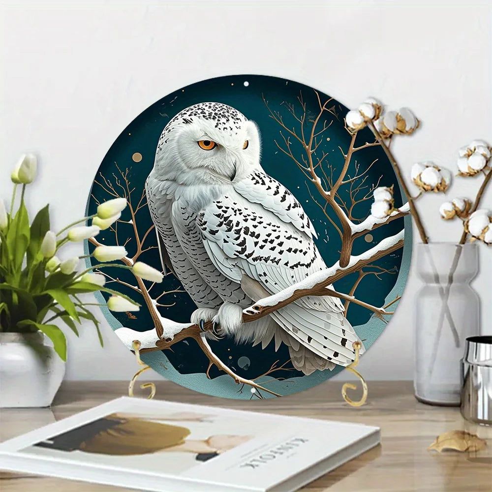 Winter Owl Metal Sign Witchy Home Decor-MoonChildWorld