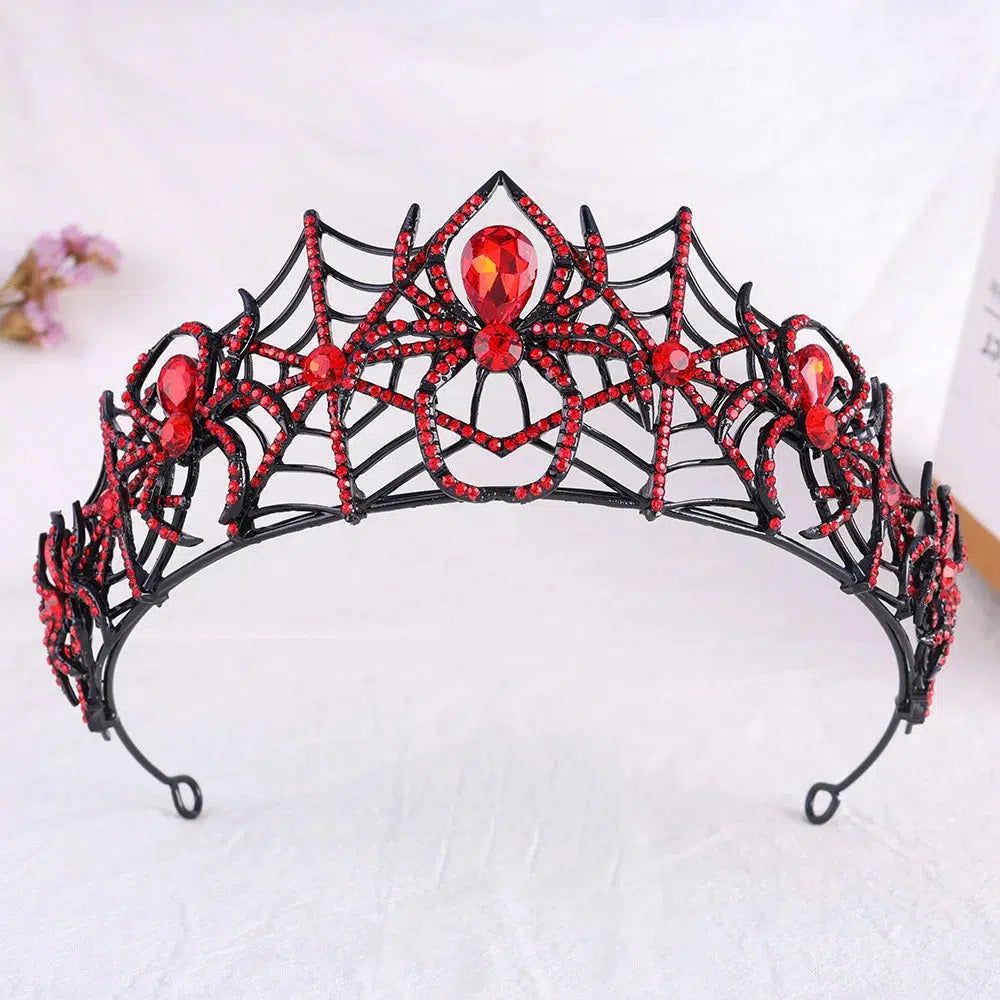 Gothic Spider Crystal Crown Witchy Tiaras for Halloween - Witch Hair Accessories-MoonChildWorld