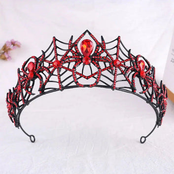 Gothic Spider Crystal Crown Witchy Tiaras for Halloween - Witch Hair Accessories