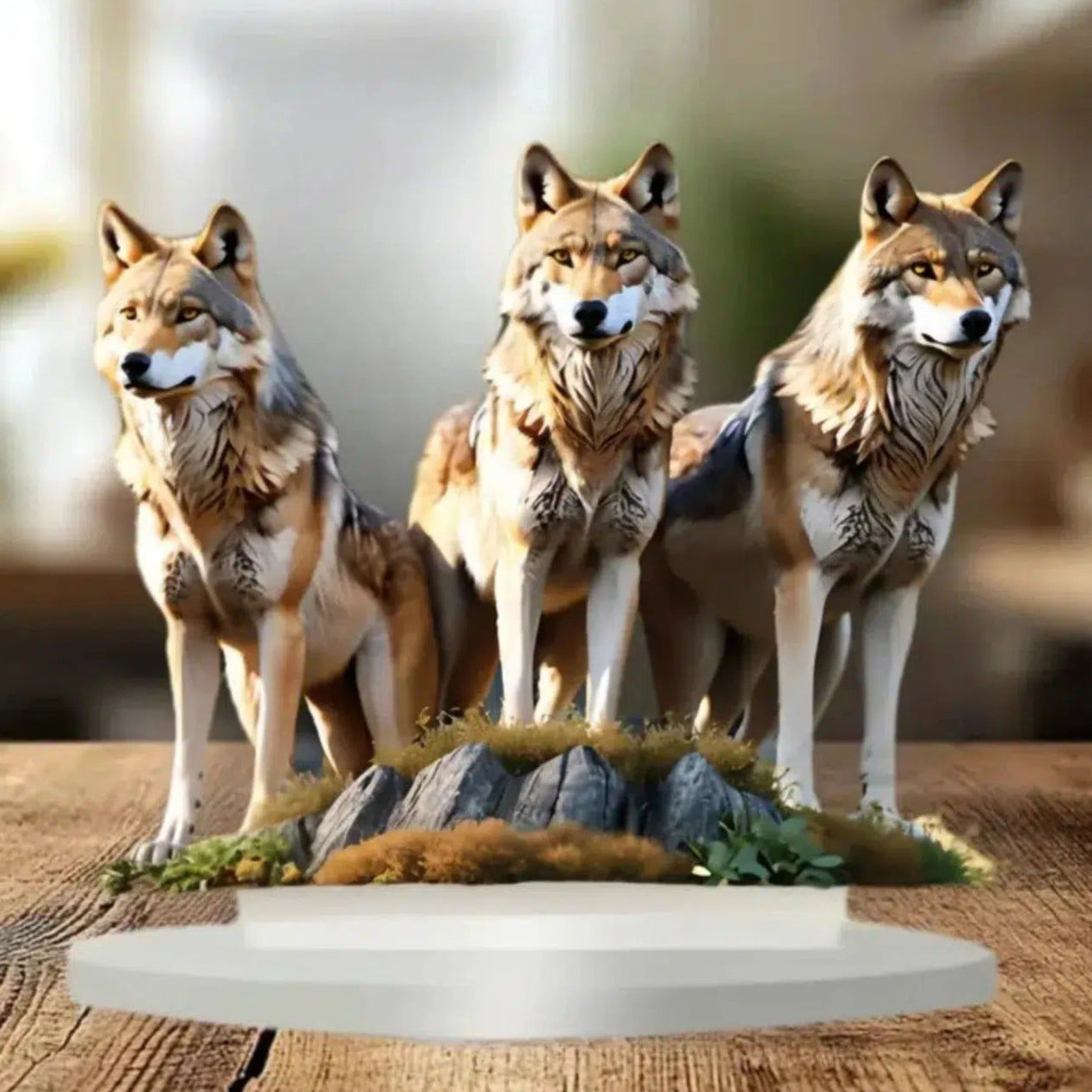 Bohemian Wolf Statue 2D Flat Acrylic Table Ornament Wolf Desktop Decor-MoonChildWorld