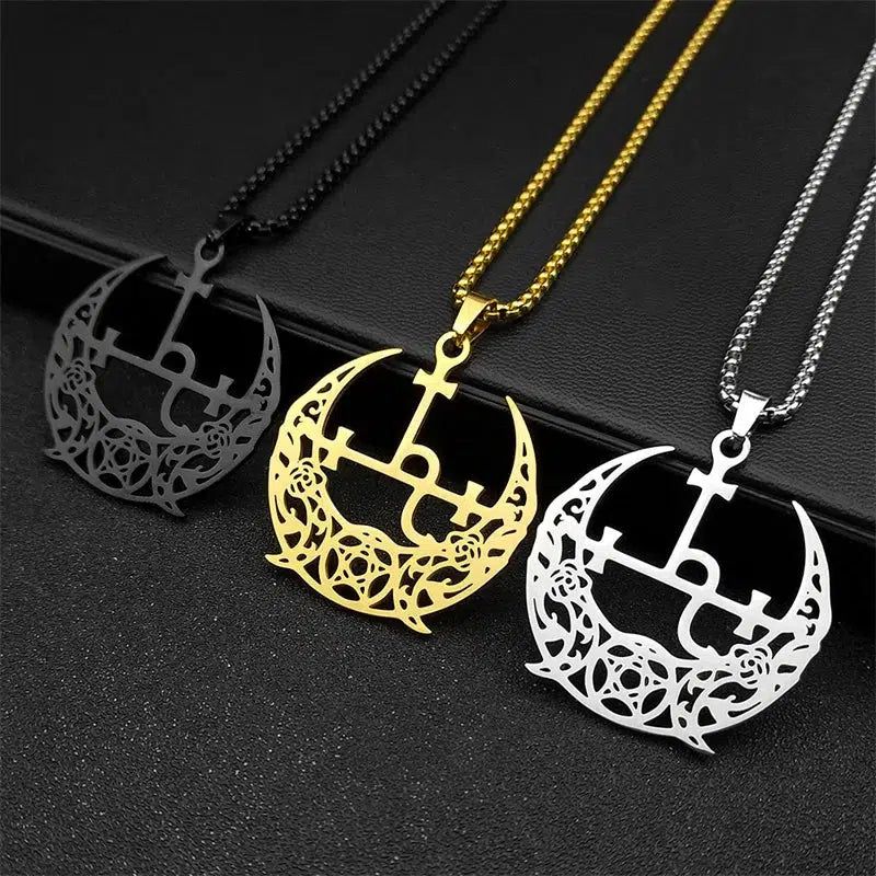 Wicca Pentagram Triple Moon Witch Necklace Witchcraft Jewelry-MoonChildWorld