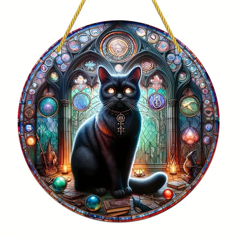 Glamorous Black Cat Acrylic Window Decorations Black Cat Sun Catchers-MoonChildWorld