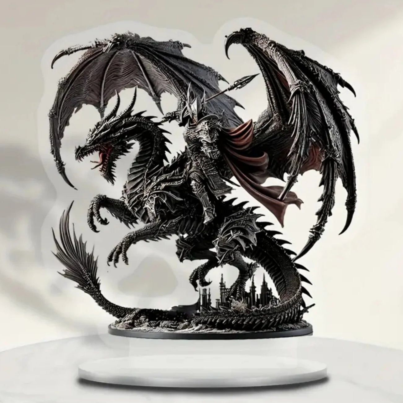 Black Dragon 2D Flat Acrylic Figurine Dragon Table Ornament Dragon Desk Decor-MoonChildWorld